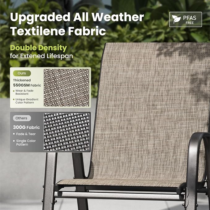 PHI VILLA Patio Chairs Set of 6, Outdoor Stackable Dining Chairs - Image 4