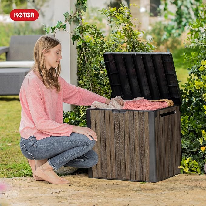 Keter Signature Everwood 30 Gallon Resin Deck Box - Image 9
