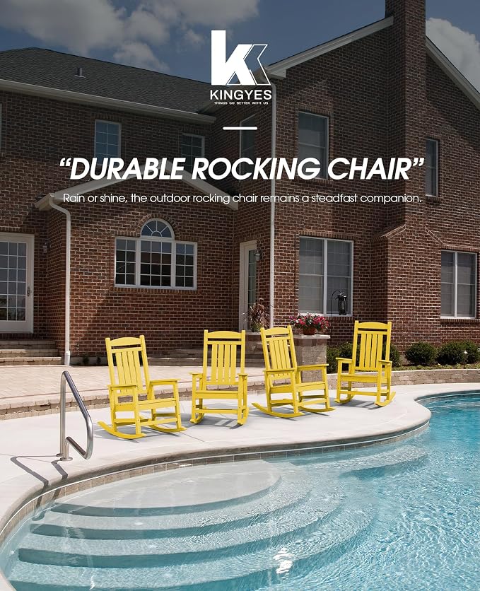 KINGYES HDPE Rocking Chairs Outdoor, Patio Rocking Chairs - Image 9