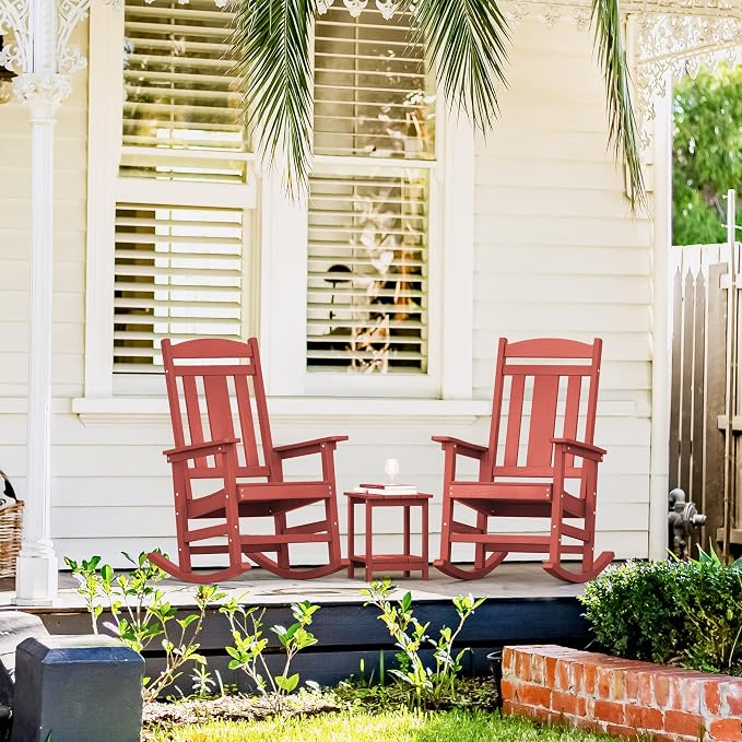 LUE BONA Outdoor Rocking Chairs Set of 2, HDPS Porch Rocker - Image 5