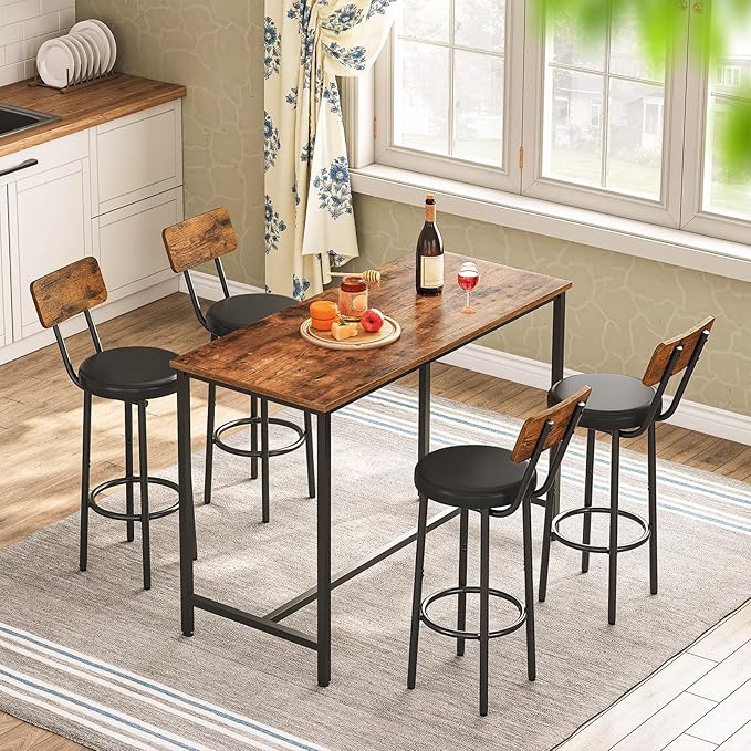 HOOBRO Bar Table, Rectangular Pub Table, 47.2” Counter Height Bar Table - Image 4