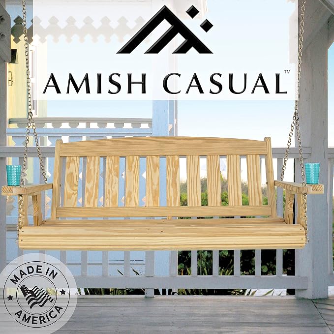 Amish Casual Heavy Duty 800 Lb Mission Treated Porch Swing - Image 7