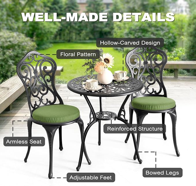 NUU GARDEN Patio 3-Piece Bistro Set - Image 5