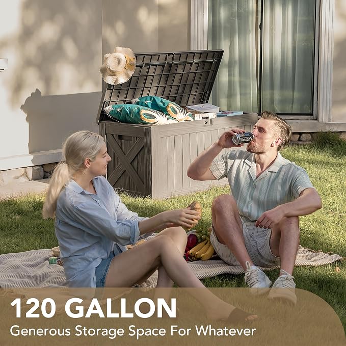 Devoko 120 Gallon Deck Box Resin Outdoor Storage Box Waterproof - Image 5