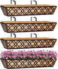 4pcs 30 Inch Window Deck with Coco Liner, Metal Hanging Flower Planter Basket by LAWYAMAI