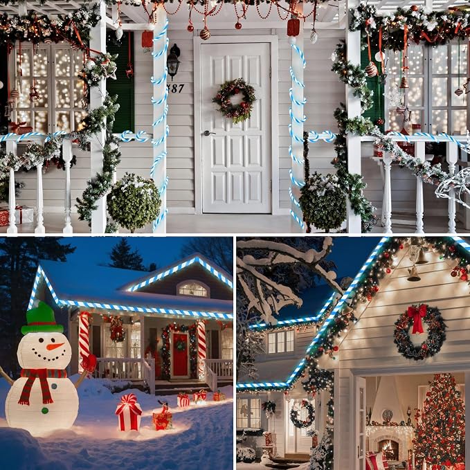 Jnaurb Christmas Candy Cane Lights, 66ft 480 LED Connectable Flexible White & - Image 8
