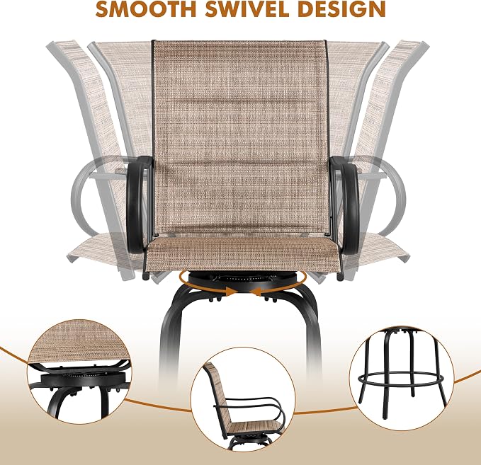 Yaheetech 4 Piece Patio Swivel Bar Stools Texteline Bistro Chairs - Image 5