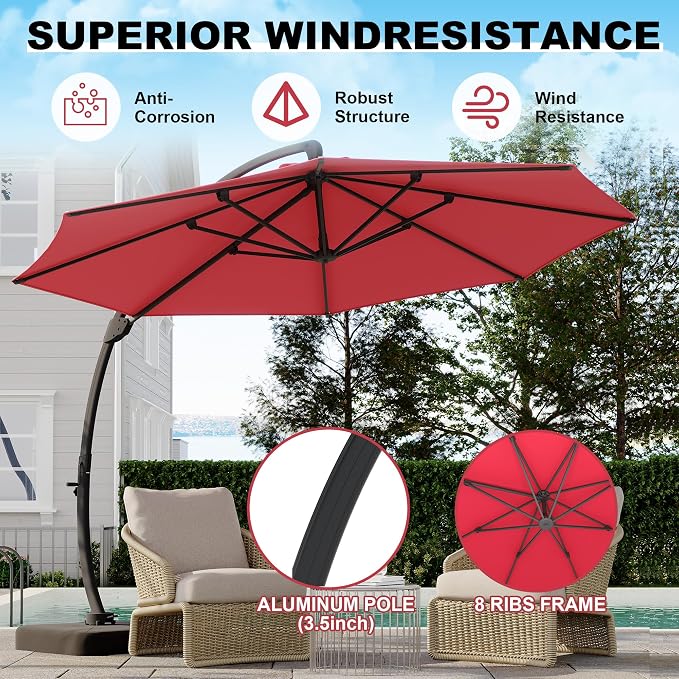 GarveeLife 11FT Cantilever Patio Umbrella - Image 5