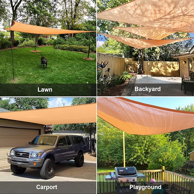 SUNLAX Sun Shade Sail 20' x 20' x 28.3' Peach Fuzz Rectangle Canopy Sail Shade - Image 7