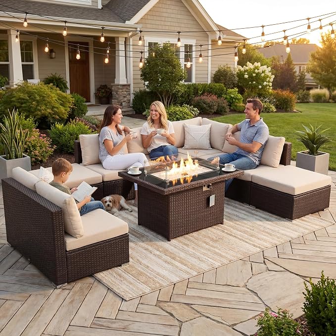 NICESOUL 10 Piece Patio Furniture Sectional Set - Image 3