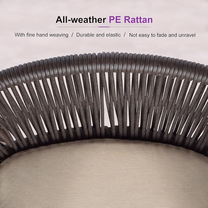 PURPLE LEAF 9 Pieces Outdoor Dining Set Patio Furniture Set Aluminum Rattan - Image 3