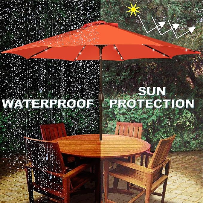 Blissun 9 ft Solar Umbrella, 32 LED Lighted Patio Umbrella, Table Market - Image 5