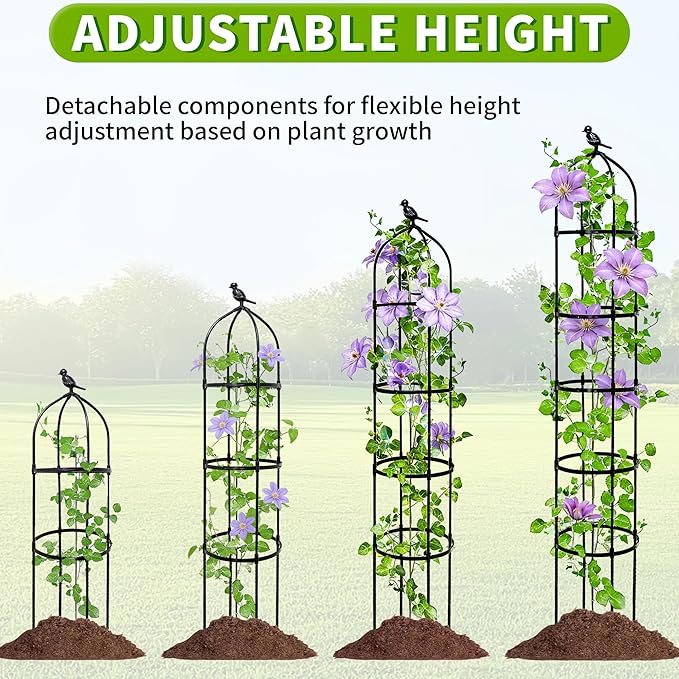 6.7FT Garden Obelisk Trellis for Climbing Plants, Adjustable 5-Tier Metal Plant - Image 5