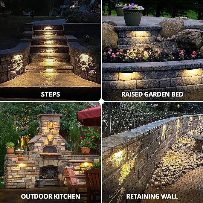 GKOLED 4-Pack Replaceable 6.8" LED Hardscape Lights, Low Voltage Retaining Wall - Image 6