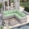 6-Piece Outdoor Patio Furniture Set Wicker Sectional Sofa Set, Patio by MuphyersPatioFurniture