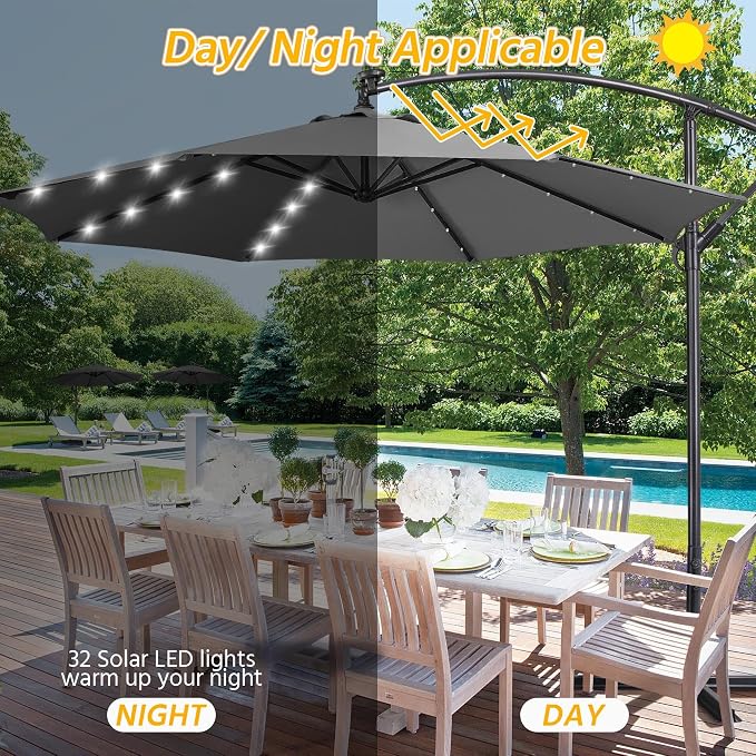 Yaheetech 10FT Solar Offset Umbrella - Image 2