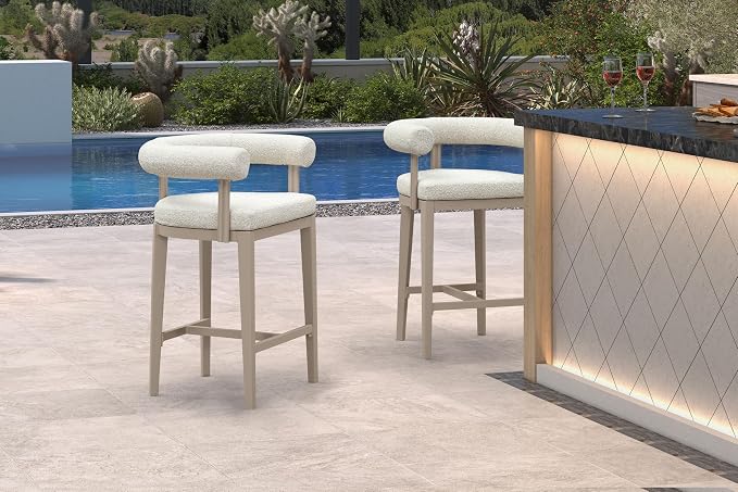 PURPLE LEAF Counter Height Bar Stools Set of 2 Patio Barstools - Image 3