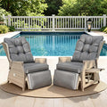 Outdoor Recliner with Adjustable Back and Footrest, Patio 150° Lay Flat by COMLAXFIELD