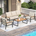 Patio Furniture Set, 4 Pieces Outdoor Furniture Patio Conversation Set by COMLAXFIELD