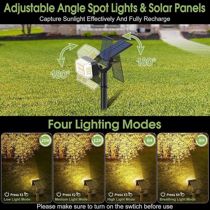 102 LED Solar Spot Lights Outdoor Waterproof IP65, Adjustable Landscape - Image 4