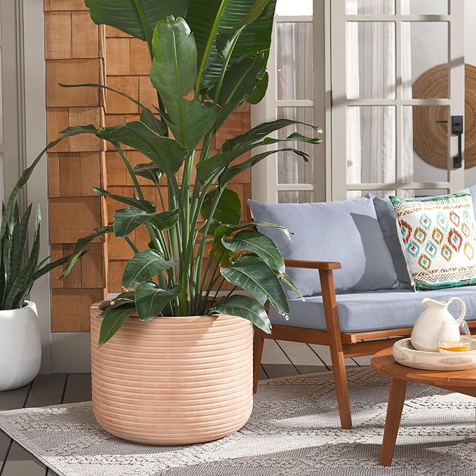 SAFAVIEH Outdoor Collection Nardo Terracotta Cement Ficonstone Planter Pot - Image 2