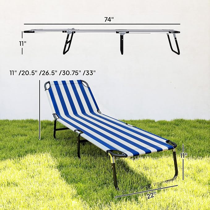 Outsunny Folding Chaise Lounge Pool Chairs, Outdoor Sun Tanning Chairs - Image 3