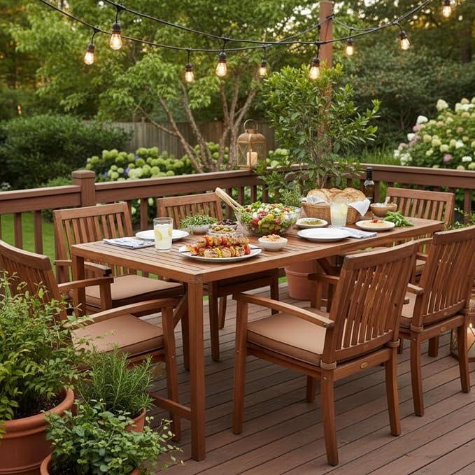 Tangkula 67" Acacia Wood Outdoor Dining Table - Image 4