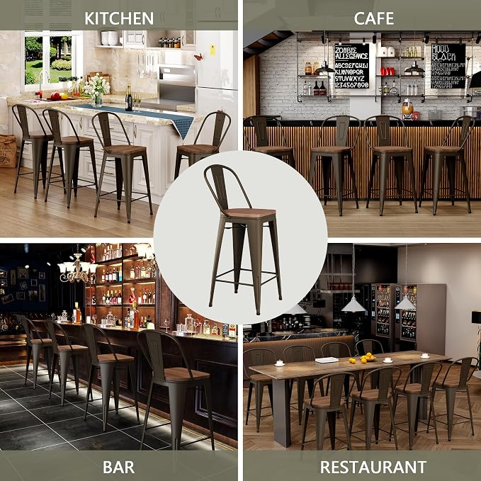 Yongqiang 26 inch Bar Stools Set of 4 Kitchen Counter Height Bar Chairs Modern - Image 7
