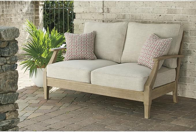 Signature Design by Ashley Clare View Coastal Outdoor Loveseat, Cushioned - Image 4