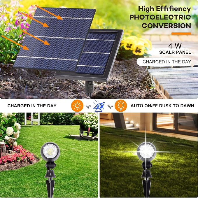 SUNLONG Solar Outdoor Lights, Solar Spot Lights Outdoor Waterproof Solar - Image 2