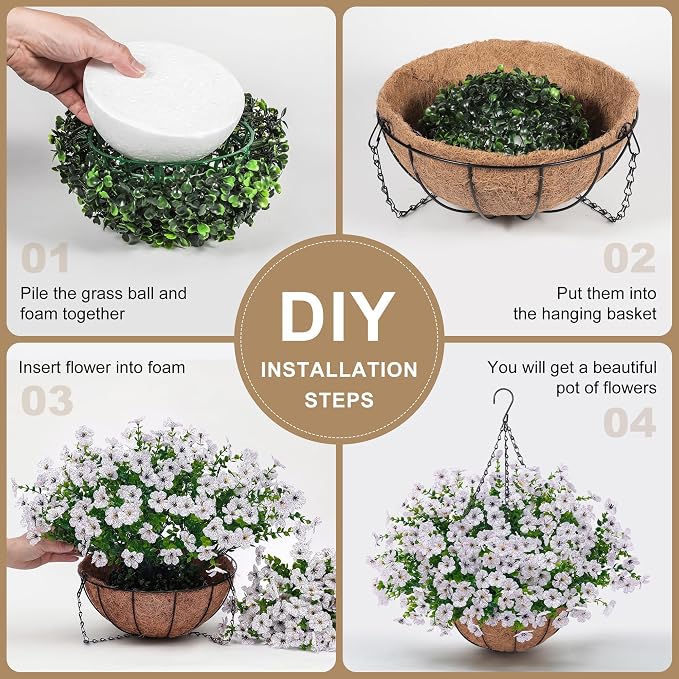 Artificial Faux Hanging Plants Flowers Basket - Image 6
