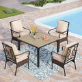 PHI VILLA 5-Piece Outdoor Dining Set, Heavy Duty Patio Table and Chairs Set by PHIVILLAThepioneerofcomfortablehouseholdsupplies