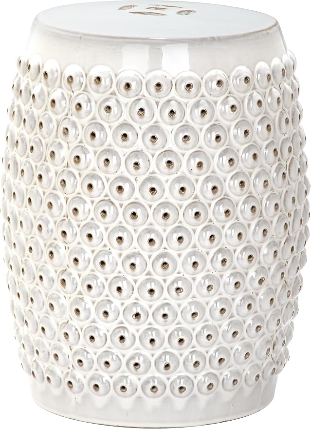 Safavieh Castle Gardens Collection Stella Nail Head White Glazed Ceramic Garden by SAFAVIEH