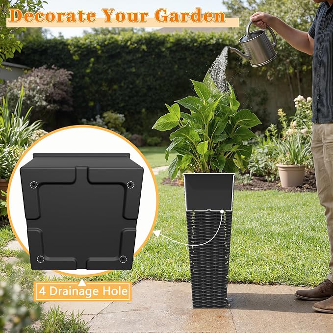 Greesum 24 Inch Tall Plastic Planters - Image 4