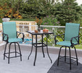PHI VILLA Outdoor Patio Swivel Bar Set of 3, Jacquard Lake Blue Textilene by PHIVILLAThepioneerofcomfortablehouseholdsupplies