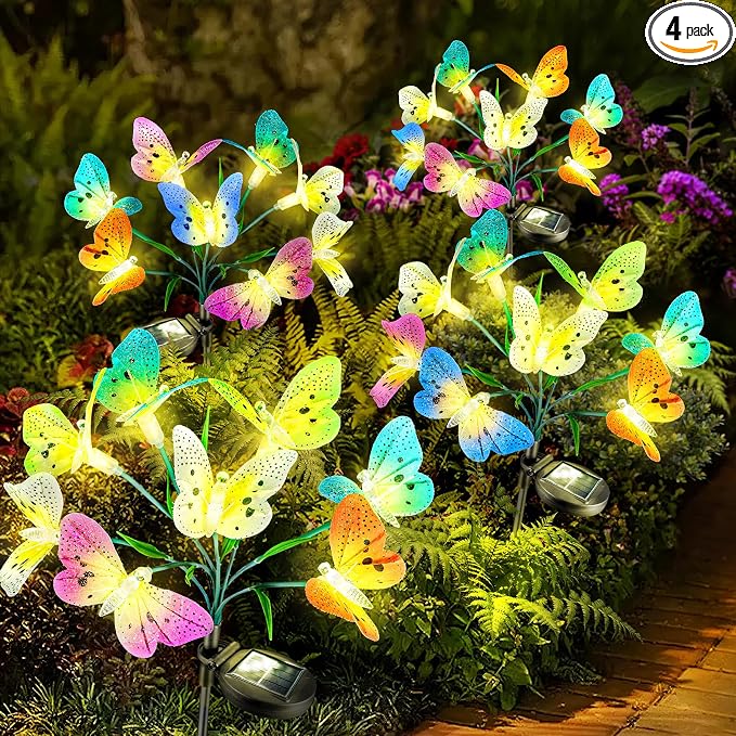 Anordsem Solar Garden Lights Outdoor: 8 Removable Fiber Optic Fabric by Anordsem
