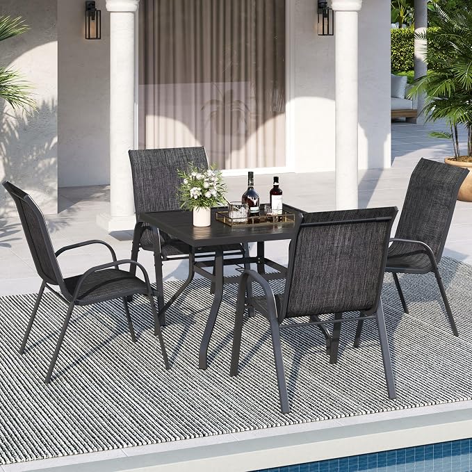 Patio Dining Chairs Set of 4, Stackable Dining Chairs High Back, Breathable - Image 2