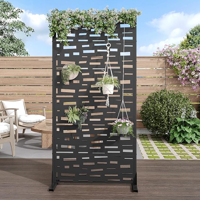 Casaphoria 72" H x 35" W Metal Outdoor Privacy Screen, Freestanding Decorative - Image 2