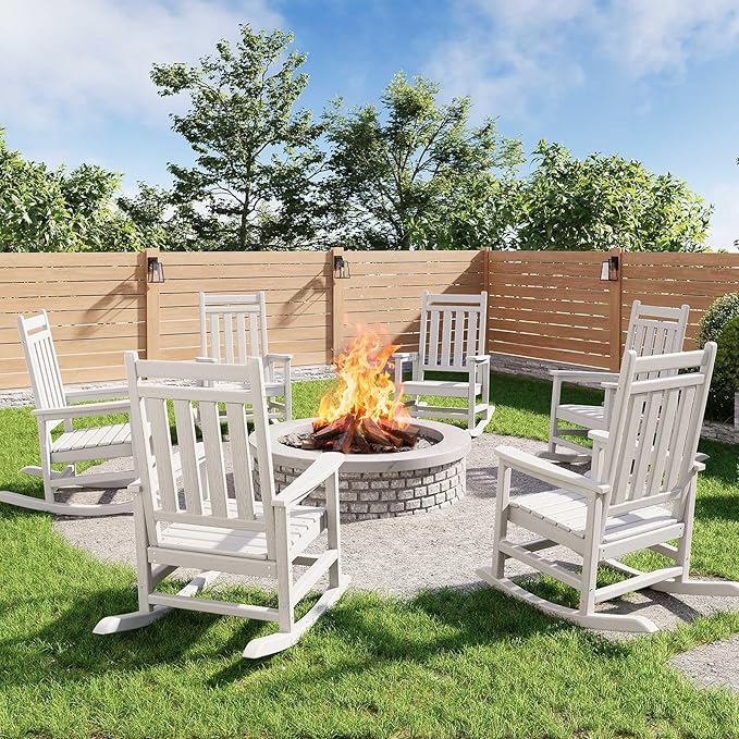 HDPE Rocking Chair Outdoor Set of 6 by Garvee