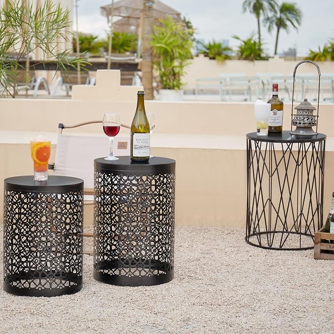 HFHOME Set of 3 Heavy-Duty Round End Table, Side Table, Coffee Table - Image 6