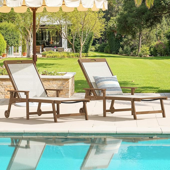 LUE BONA Chaise Lounge Chair Outdoor Set of 2, HDPS and HDPE Wicker Chaise - Image 8