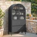 YITAHOME 65 Inch Outdoor Storage Shed, Arched Wicker Stand-Up Pantry by YITAHOME