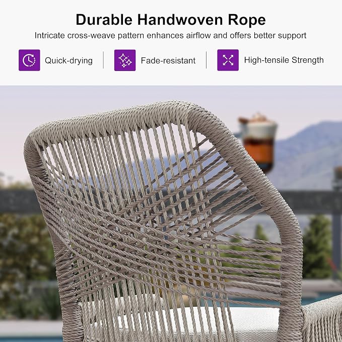 PURPLE LEAF Patio Bar Stool Bar Height Set of 4 Outdoor Rattan Chairs - Image 5