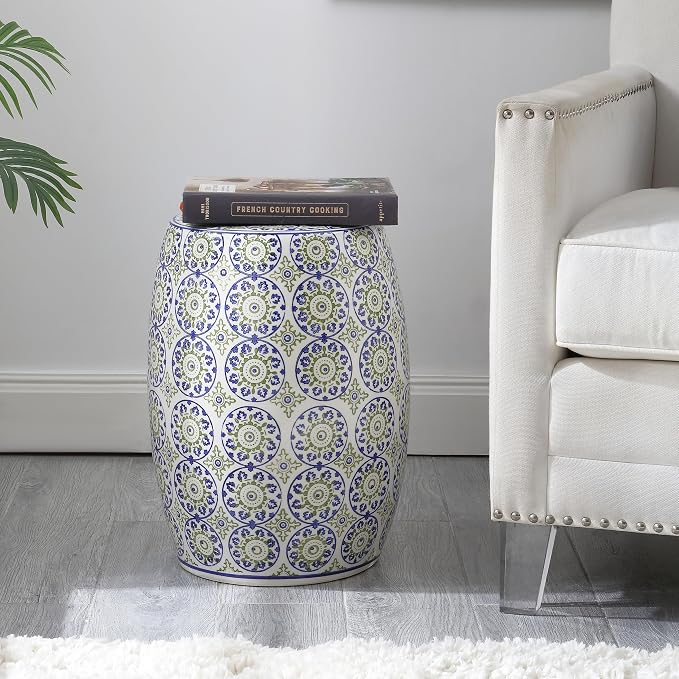 JONATHAN Y TBL1025A Lula 17.25" Suzani Ceramic Indoor/Outdoor Garden Stool - Image 2