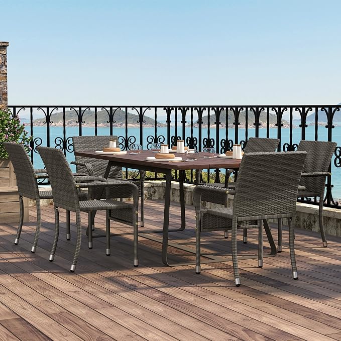 Yaheetech Set of 6 Stackable Outdoor Rattan Dining Chairs, All-Weather Armchair - Image 2