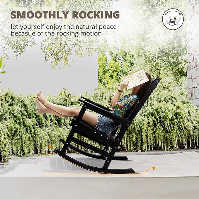 LUE BONA Outdoor Rocking Chairs Set, HDPS Poly Porch Rockers - Image 9