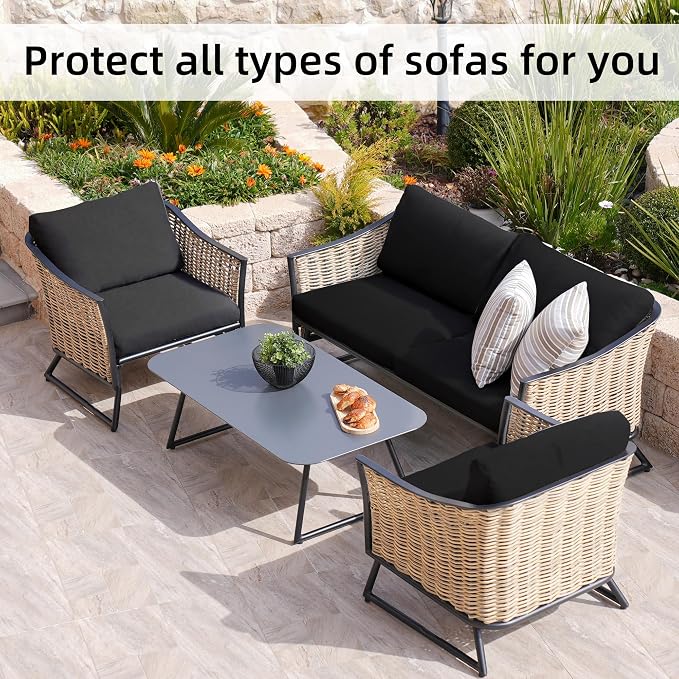 8Pcs Stretch Patio Cushion Covers, Outdoor Couch Covers Replacement, Outdoor - Image 6