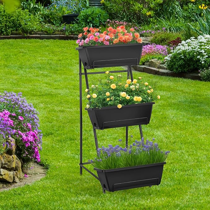 Vertical Raised Garden Bed 3 Tier Elevated Garden Planters Stand Up Garden - Image 5