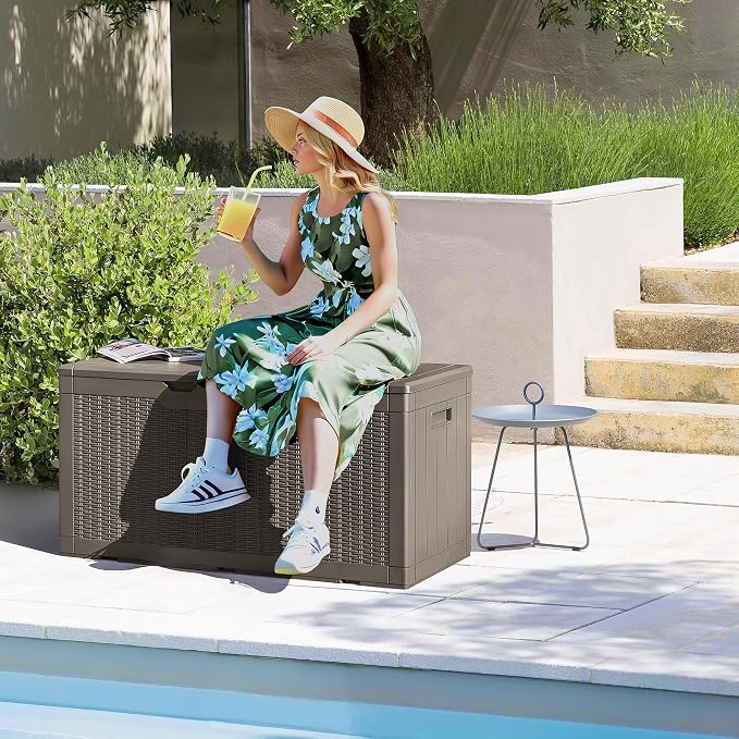 Devoko 97 Gallon Deck Box, Waterproof Resin Outdoor Storage Box - Image 2