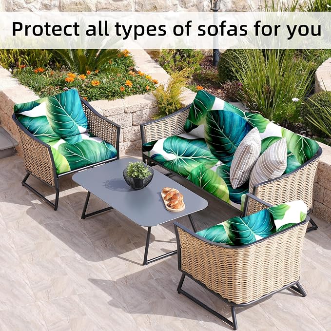 8 Pcs Stretch Patio Cushion Covers, Outdoor Couch Covers Replacement, Outdoor - Image 4